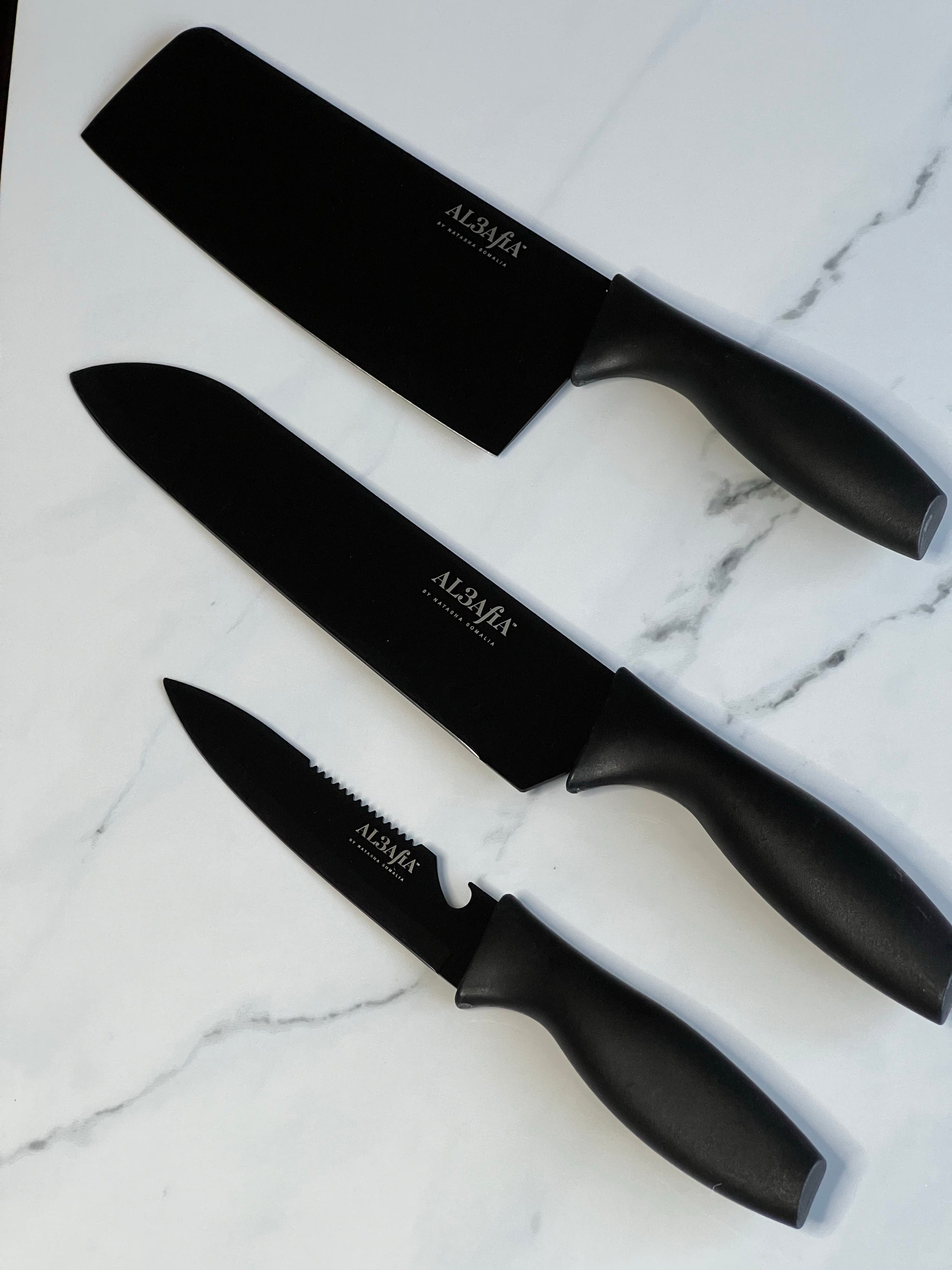 Al3afia Essential Fruit & Vegetable Knife Set of 3 Matte Black